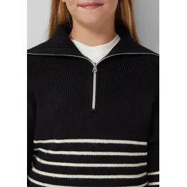 s.Oliver Strickpullover mit hohem Troyer-Kragen Schwarz 170/176