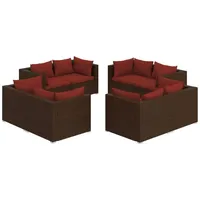 vidaXL 8-tlg. Garten-Lounge-Set mit Kissen braun
