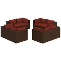 vidaXL 8-tlg. Garten-Lounge-Set mit Kissen braun