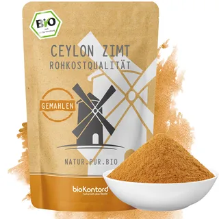 bioKontor – Bio Ceylon Zimt Pulver 250g – Zimt gemahlen fein – echter Ceylon Zimt – Zimtpulver aromatisch für Backen, Desserts & Getränke – Zimt Gewürz Rohkostqualität