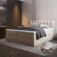 Trada Boxspringbett 180x200 mit Bettkästen H3 Matratze Beige