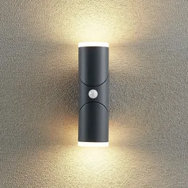 LINDBY Außenwandleuchte Aluminium 10,6 cm x 6,5 cm x 22,0 cm mit Bewegungsmelder schwarz