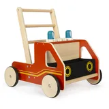 Small Foot Company small foot Lauflernwagen Feuerwehr aus Holz, Moderne Lauflernhilfe für Feuerwehrfans, für Kinder ab 12 Monaten, 12540