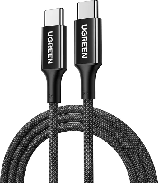 Ugreen USB 2.0 100W geflochtenes Kabel, schwarz, 2 m, kompatibel mit MacBook Pro/Air, HP Laptops, Dell, Asus, Lenovo Laptops, MateBook, iPhone 16/16 Pro/15, Galaxy S24/S23