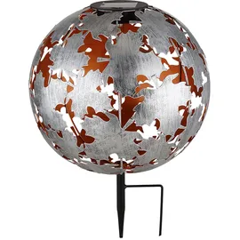 GLOBO Solarleuchte Metall H 37 cm Erdspieß silber