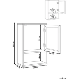 Beliani Bad-Wandschrank 40 cm Hellbraun