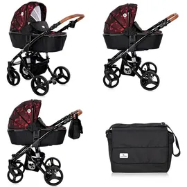 Lorelli Kombikinderwagen Rimini 2 in 1 Tragewanne Sportsitz Wickeltasche faltbar rot-schwarz -