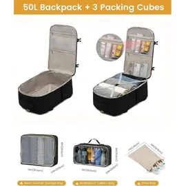 luxuskollektion Handgepäck Rucksack 50L Damen Wasserdicht Schwarz