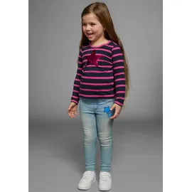 Kidsworld Langarmshirt in marine-pink-gestreift | Gr.: 116/122