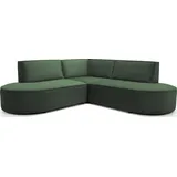 WFL GROUP Ecksofa Nora L-Form 3-Sitzer Universell, Samt, dunkelgrün 223/73/223 cm