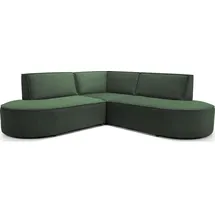 WFL GROUP Ecksofa Nora L-Form 3-Sitzer Universell, Samt, dunkelgrün 223/73/223 cm