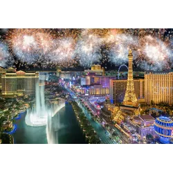 Fototapete PAPERMOON "Las vegas mit Feuerwerk", bunt, B:2,50m L:1,86m, Vlies, Tapeten