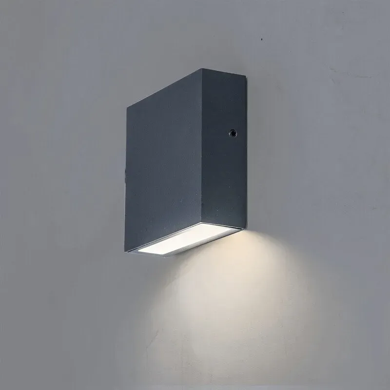LUTEC Gemini XF, elegantes Design, moderne Wandleuchte, Aluminium in Anthrazit, geeignet für jede Hauswand, Garage, Terrasse, 9 Watt, 230 V, 750 lm, 11 x 11 x 3,8