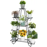Blumenständer Metall 9 Ablagen Blumenregal Pflanzregal Pflanzentreppe Für Innen Außen Deko, 130 X 90 Cm