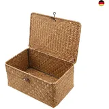 Esoes Aufbewahrungskorb aus geflochtenem Rattan, Aufbewahrungsbox mit Deckel,