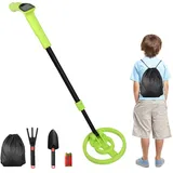 Metalldetektor Kinder, Hochempfindlicher Kinder Metalldetektoren mit LCD-Display, Höheneinstellbar Leichte Metalldetektor für Kinder, mit Schaufel, Rake und Rucksack, für Anfänger, Junior