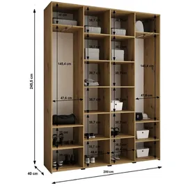 abiks möbel Drehtürenschrank COMO 200 x 245,5 x 40 cm Schwarz