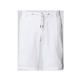 Bugatti Slim Fit Shorts aus Baumwoll-Leinen-Mix, Weiss, 50