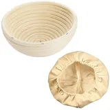 Westmark Gärköbchen-Set, 2tlg., Gärkörbchen rund + Bezug, Peddigrohr/Baumwolle, Hellbeige/Beige, 3207227B