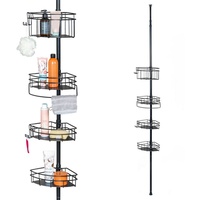 bremermann Teleskopregal Teleskop-Eckregal, 4 Körbe, 2 Haken, bis max. ca. 290 cm schwarz