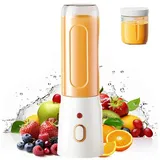 KINSI Akku-Smoothie-Maker Tragbarer Smoothie Mixer 450 ml, USB Mini Mixer mit 10 Klingen, 40 W, Motor bis 21000 U/min für feine Smoothies und Shakes weiß