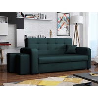 MIRJAN24 Schlafsofa Viva Home III, mit Polsterhocker (2 Stück), 3 Sitzer, mit Bettkasten und Schlaffunktion grün