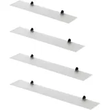Euro Tische Wandregal aus Glas, 100 cm, Glasregal für Badezimmer, Duschregal aus Klarglas geriffelt mit 6 mm ESG-Sicherheitsglas und Metallhalterungen (Klarglas gerillt)