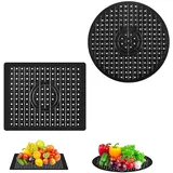 LONGHAO 2 pcs Silicon Spülbeckeneinlage,Spülbeckenmatte Silikon,Set Spülbeckenmatte,Spülbeckenmatte Küche,Spülbeckeneinlage,für Porzellanspüle,Obst und Gemüse,Geschirr und Glaswaren (Schwarz)