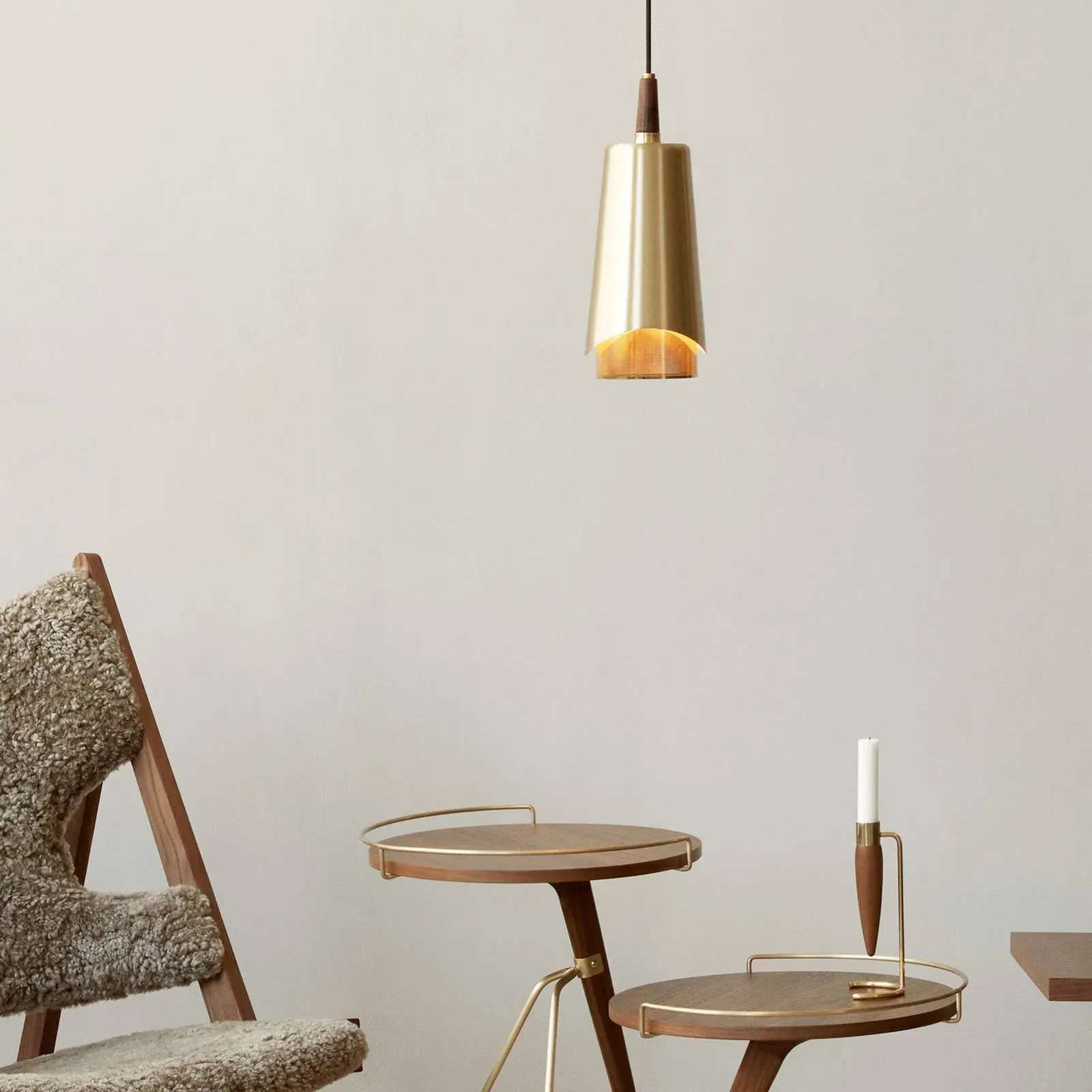Audo Copenhagen Design Hängelampe Umanoff, dimmbar, messing / gold, für Wohn- / Esszimmer, Messing, Design, Pendelleuchte - 13.5 cm - 13.5 cm - 34 cm