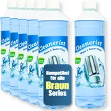 Cleanerist | 6x 1L Scherkopfreiniger Nachfüllflüssigkeit für Braun Clean & Renew (Series 3/5/7/8/9) – Ersatz zum Nachfüllen von 60 CCR Reinigungskartuschen – Rasierer Reinigungsflüssigkeit Zitrone