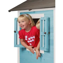 Axi Spielhaus Lodge XL Caribbean Blue mit Rutsche weiß C050.002.91