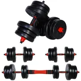 CCLIFE Hanteln Set 2er Kurzhanteln Langhanteln verstellbar 40kg Hantelset professionell Dumbbell mit Verbindungsstahlrohr Gewichten