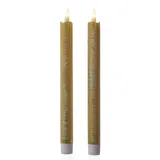 MARELIDA LED Stabkerzen Tafelkerzen Spitzkerzen Echtwachs Rustik Optik H: 25cm gold 2St