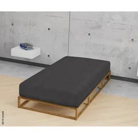 biberna Spannbettlaken Melange-Flanell 90 x 190 - 100 x 200 cm titanium