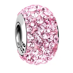 Nenalina Kugel Bead Kristalle Glitzer 925 Silber Rosa Damen 
