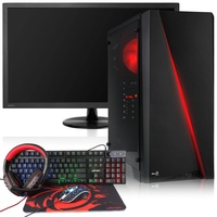 Memory PC Gaming PC Komplett Set, AMD Ryzen 7 5700X 8X 3.40 GHz, NVIDIA GeForce GTX 1050 Ti 4GB, 32 GB DDR4, 1000 GB SSD M.2 + 2000 GB Windows 10 Pro 64bit + 24 Zoll MSI TFT, Gaming Kit 4in1 Set