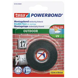 tesa Montageband POWERBOND Outdoor 55750 doppelseitiges Klebeband 19,0 mm x 1,5 m, 1 Rolle