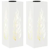 vidaXL Solarleuchte Stahl 2 pcs  weiß