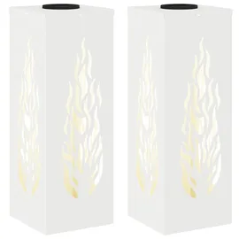 vidaXL Solarleuchte Stahl 2 pcs  weiß