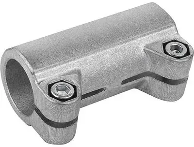 ROHRVERBINDER GERADE, FÜR RUNDROHRE, A=25,1, L=80, FORM:A, ALUMINIUM GLEITGESCHLIFFEN, KOMP:STAHL VERZINKT