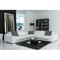 JVmoebel Ecksofa Ecksofa Sofa Couch Polster Wohnlandschaft Leder Eck Sofa, Made in Europa weiß
