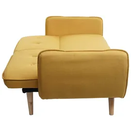 Mendler Schlafsofa HWC-J18, Couch Klappsofa Gästebett Bettsofa, Schlaffunktion Stoff/Textil 185cm ~ gelb