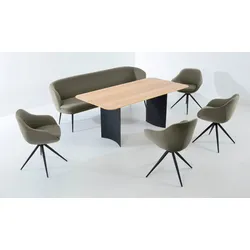 K+W Komfort & Wohnen Essgruppe »ZOOM«, abgerundete Essgruppe mit Solobank, 4 Sesseln und 1 Tisch K+W Komfort & Wohnen zypresse 21