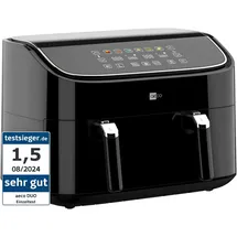 AECO DUO Heißluftfritteuse mit digitalem Touch-Display & Dehydrierungsfunktion, 2850 W Timerfunktion, Antihaftbeschichtung Schwarz