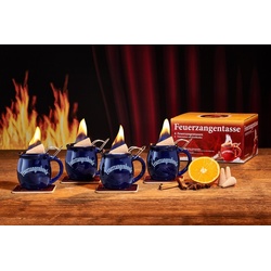 Feuerzangentasse Bowle-Set Feuerzangentasse 4er-Set (für Feuerzangenbowle, 4x Feuerzangentasse) blau