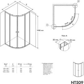 Bernstein Duschkabine Bernstein Nt509 Viertelkreis Schiebetür 6 mm Nano Klarglas 90x90 Cm schwarz matt