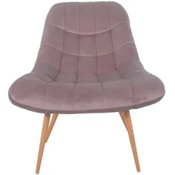 Sessel XXL Samt rosa Holzoptik Relaxsessel Polstersessel Loungesessel
