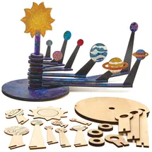 Baker Ross FX311 Holz Planetarium Bastelset - 1 Stück, Natur, Lernset für Kinder zum Bauen und Gestalten, Sonnensystem