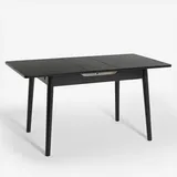 Ausziehbarer Holztisch 110-140x75cm Küche, Glas Weiß Schwarz Pixam - Schwarz