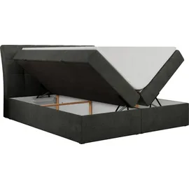 MKS Meble Boxspringbett 140x200 mit Matratze, Bett mit Multipocket - Matratze H4 und Topper, Polsterbett 140x200 mit Bettkasten und Kopfteil, DIEGOS - 140x20... - Dunkelgrau
